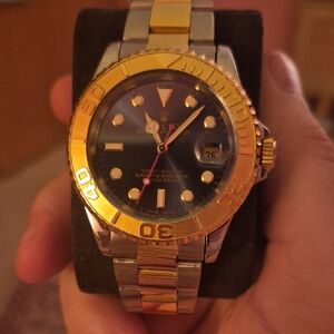 Rare! Gold and Silver Watch with Blue Dial